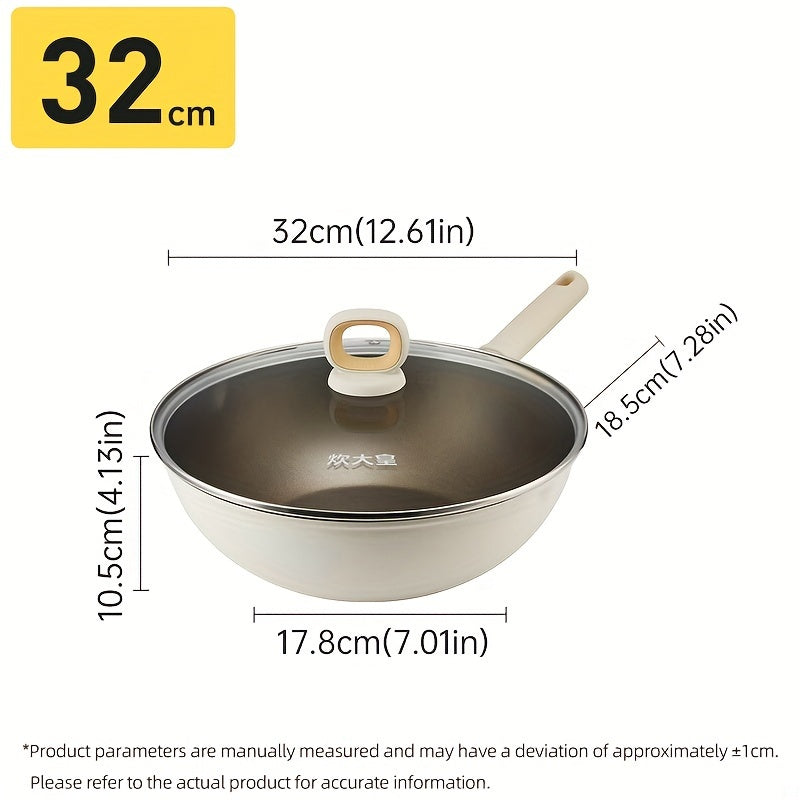 COOKER KING Titanium-Coated Non-Stick Wok with Lid - PFOA Free, Induction Ready, Compatible with All Cooktops