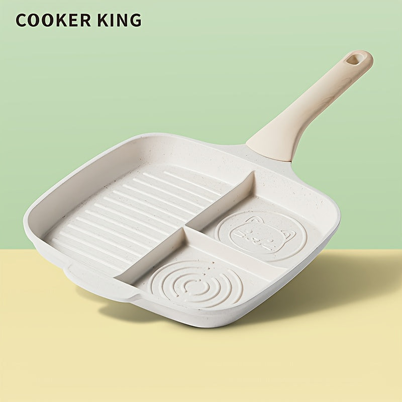 COOKER KING Square Frying Pan COOKER KING 3-in-1 Nonstick Square Frying Pan | Multi-Purpose Divided Cooking Surface, PFOA Free & Induction Ready for All Stovetops - Ceramic Outer Wall Design, 1pc
