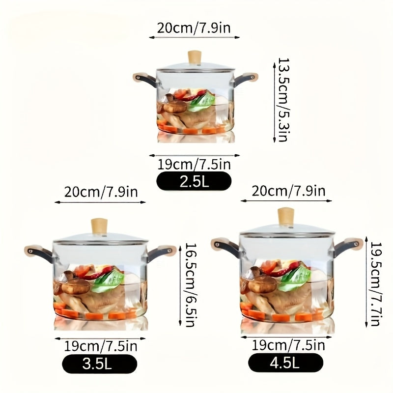 KEMORELA High Borosilicate Glass Double Handle Cooking Pot - Safe for Oven, Stovetop, And Dishwasher, Versatile Soup And Stew Pot for Healthy Meal Preparation, Sturdy for Kitchen And Restaurant Use, Perfect Gift