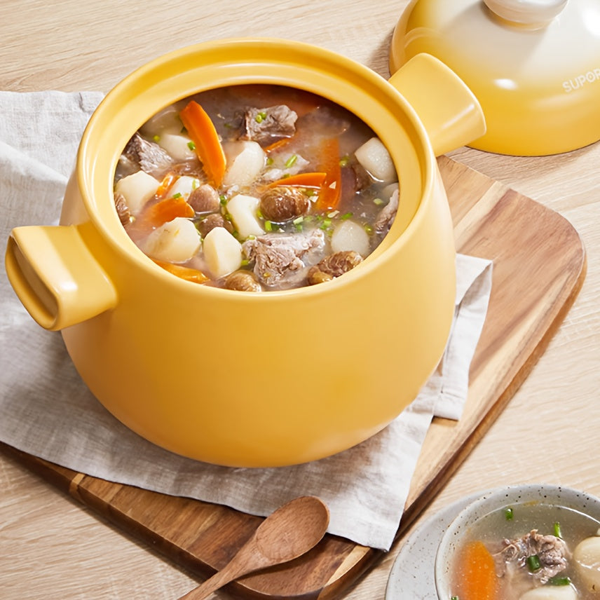 Supor Ceramic Clay Pot for Stewing, Home Use Gas Stove Cooking Rice and Soup High Temperature Resistant Non-Cracking Sandpot