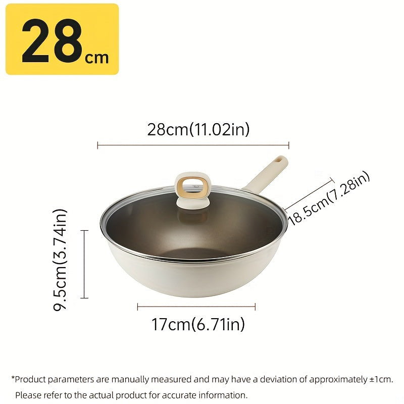 COOKER KING Titanium-Coated Non-Stick Wok with Lid - PFOA Free, Induction Ready, Compatible with All Cooktops