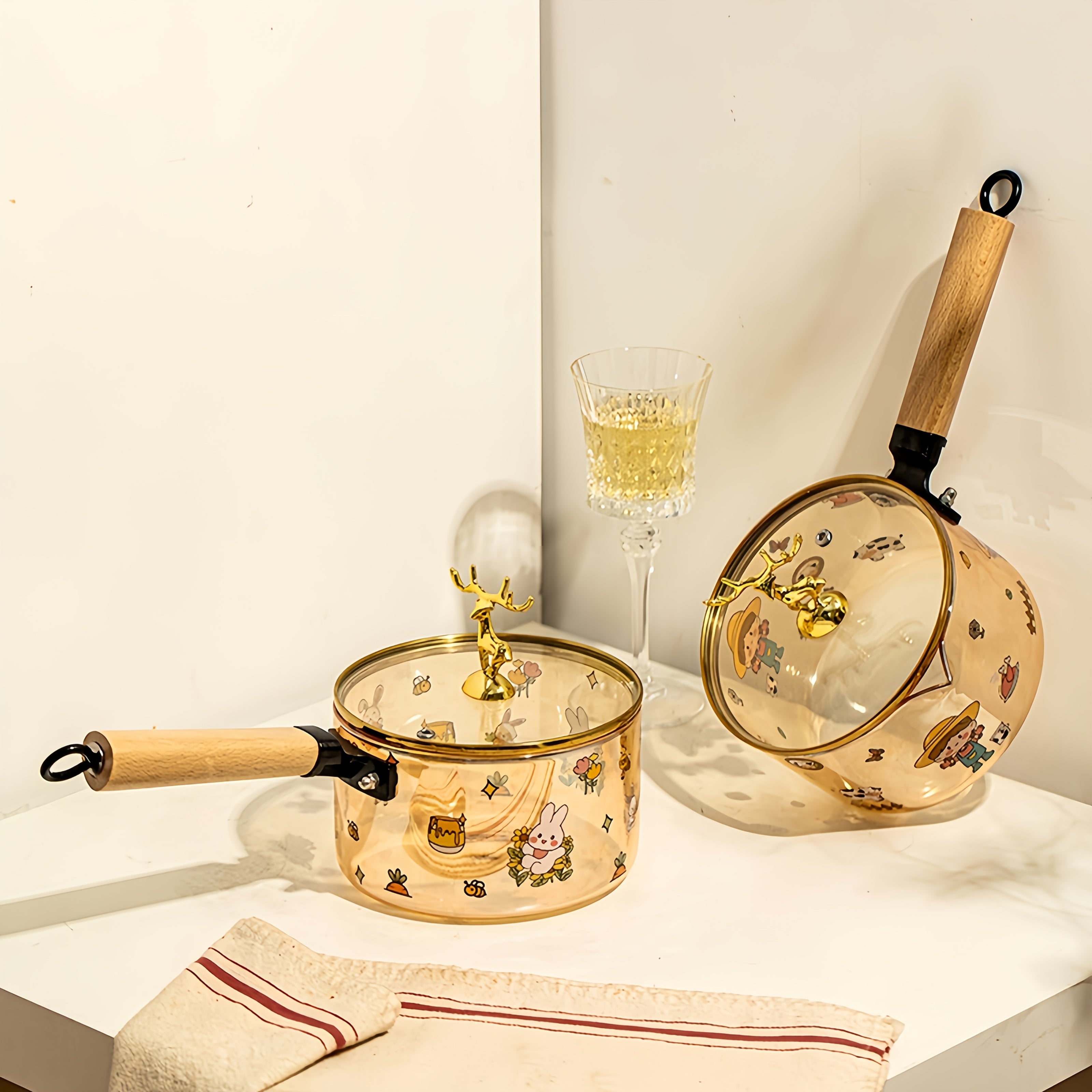 Visual Glass Pot, Stew Pot, Electric Ceramic Stove, Heated Instant Noodle Bowl, Soup Pot, Household Transparent High-temperature Resistant Milk Pot