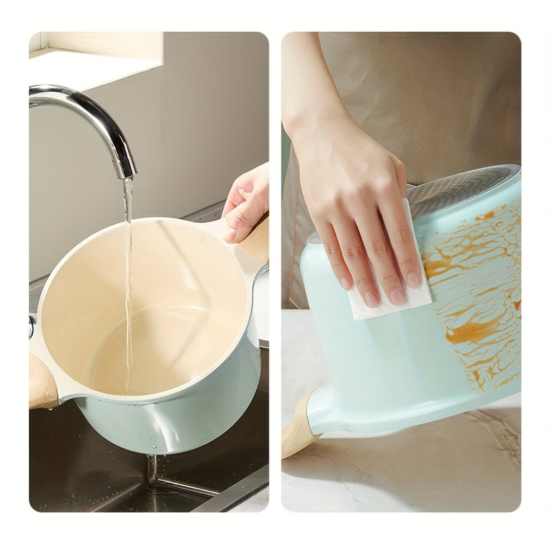 COOKER KING 1pc 1.19gal Stockpot with Lid, Featuring a Titanium-Infused Ceramic Nonstick Coating, Suitable for Soups And Various Cooking Needs, Equipped with a Glass Lid And Cool-Touch Handles, Free from PFOA And PTFE, Induction Compatible