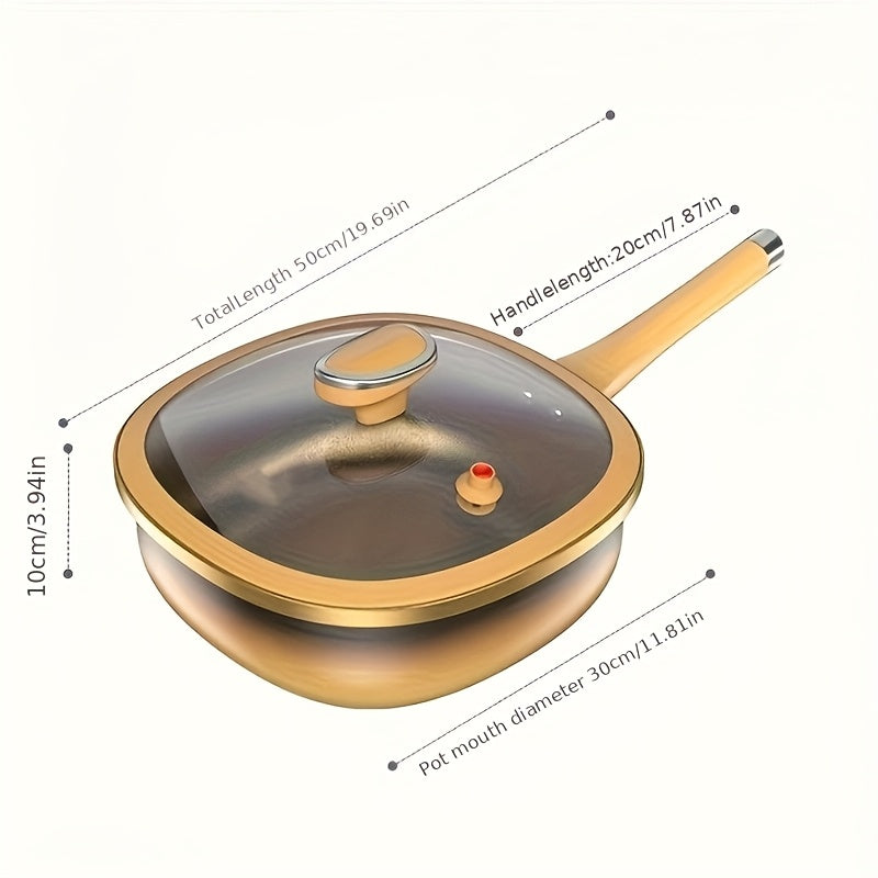 Essential Modern Kitchen 3pcs Titanium-Coated Non-Stick Wok Set with Lids | Flat-Bottom for Gas & Induction | Durable Stir-Fry & Pan-Fry Cookware