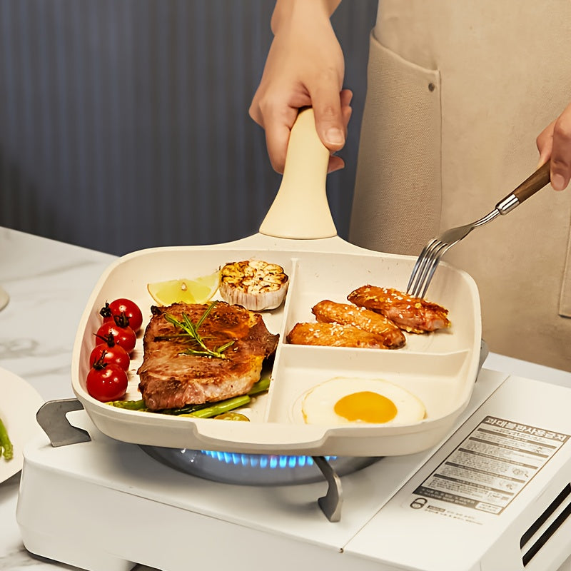 COOKER KING Square Frying Pan COOKER KING 3-in-1 Nonstick Square Frying Pan | Multi-Purpose Divided Cooking Surface, PFOA Free & Induction Ready for All Stovetops - Ceramic Outer Wall Design, 1pc