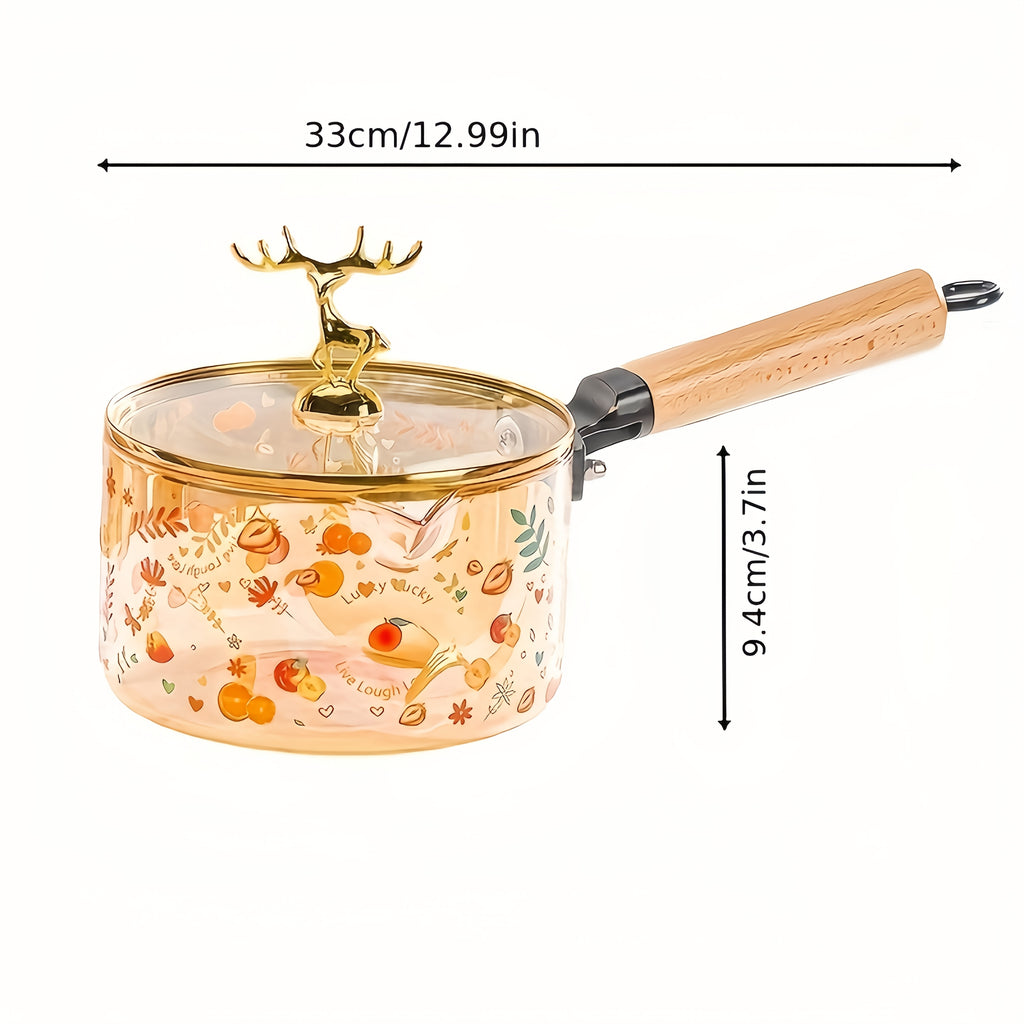 Visual Glass Pot, Stew Pot, Electric Ceramic Stove, Heated Instant Noodle Bowl, Soup Pot, Household Transparent High-temperature Resistant Milk Pot