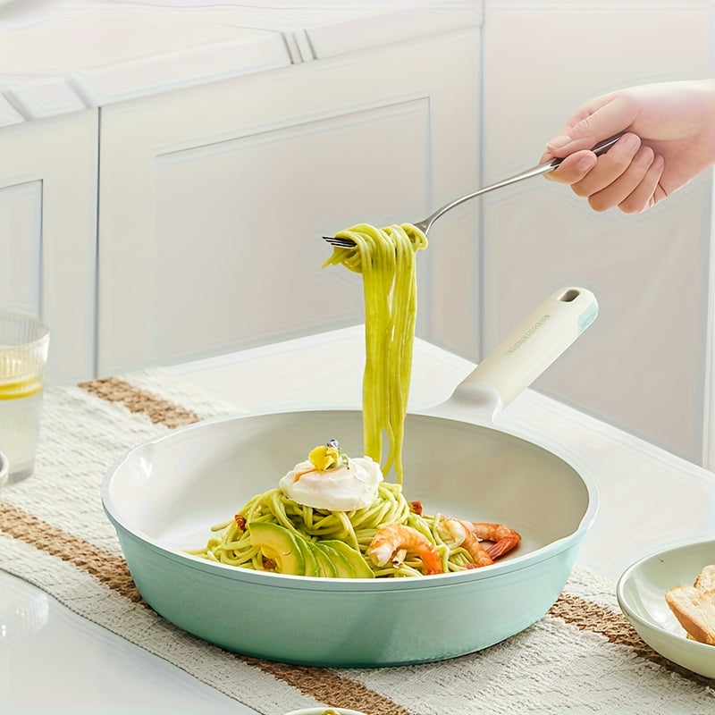 COOKER KING 1pc 5-Layer Frying Pan, Durable Ceramic-Coated Nonstick Skillet with Titanium, Free from Chemical Coatings, Safe And Non-Toxic Ceramic Both Inside And Out, Easy to Clean, Suitable for Induction And All Types of Cooktops