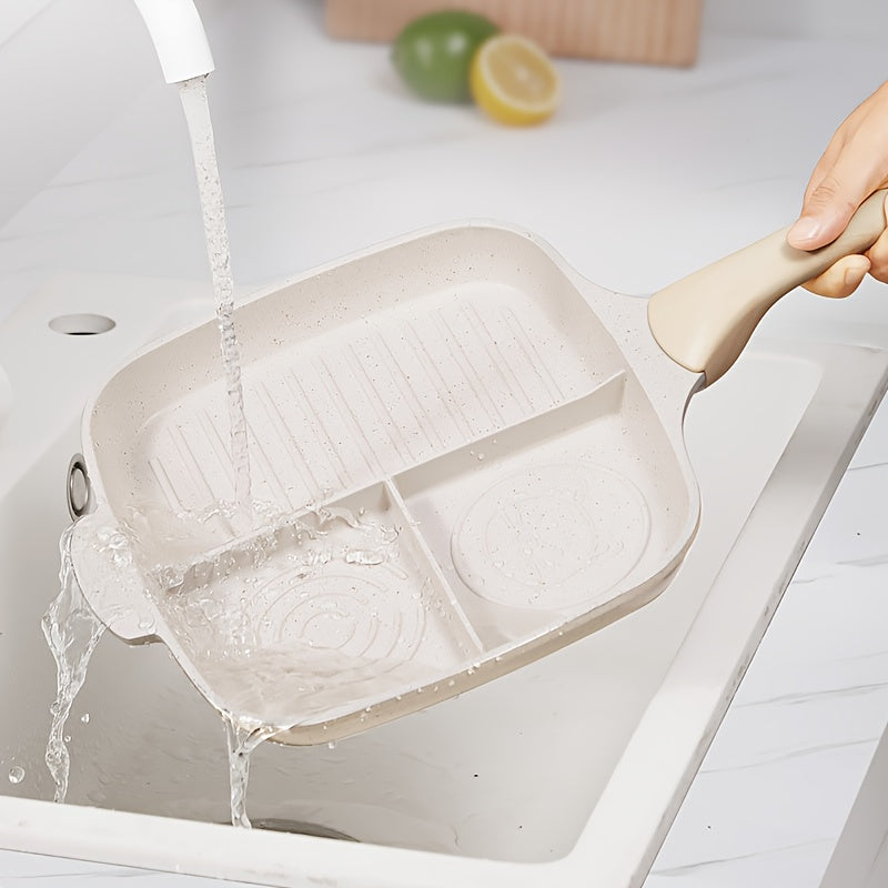 COOKER KING Square Frying Pan COOKER KING 3-in-1 Nonstick Square Frying Pan | Multi-Purpose Divided Cooking Surface, PFOA Free & Induction Ready for All Stovetops - Ceramic Outer Wall Design, 1pc