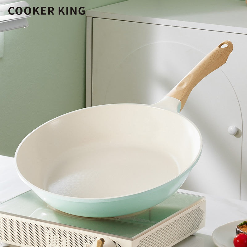 1pc 11.02inch Frying Pan | Titanium-Containing Ceramic-Coated Nonstick Skillet with Stay-Cool Handles, PFOA-Free, PTFE-Free, Induction Compatible, Compatible with All Cooktops | COOKER KING