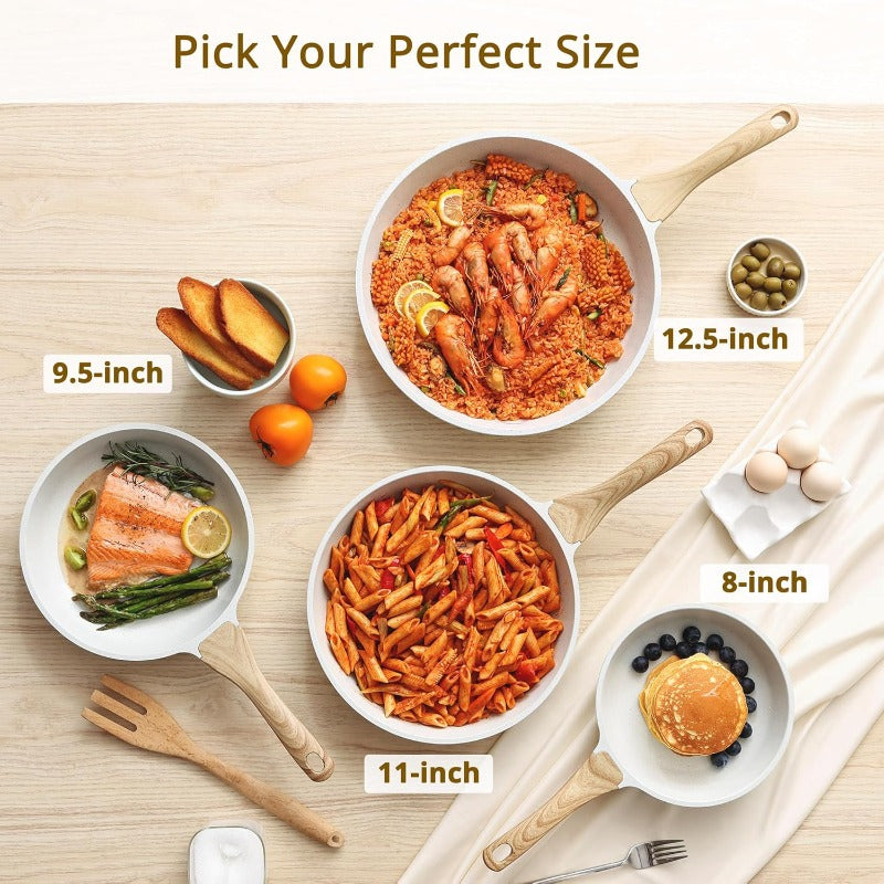 Nonstick Ceramic Frying Pan Skillet 9.5 Inch Omelet Pan | Healthy Non Toxic Chef Pan Induction Compatible Egg Pan with Heat Resistant Handle, PFAS-Free, Hand Wash Only