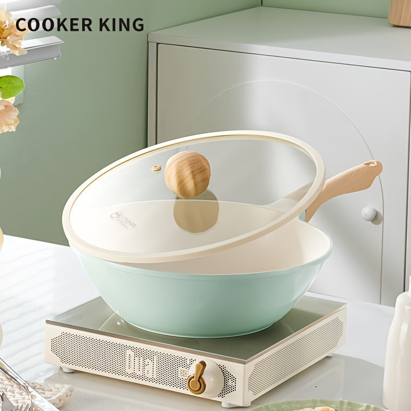 Ceramic Inside & Outside 1pc Titanium-Containing Ceramic-Coated Nonstick Wok | 28cm with Lid, Stay-Cool Handles, PFOA-Free, PTFE-Free, Easy to Clean, Induction & All Cooktops Compatible