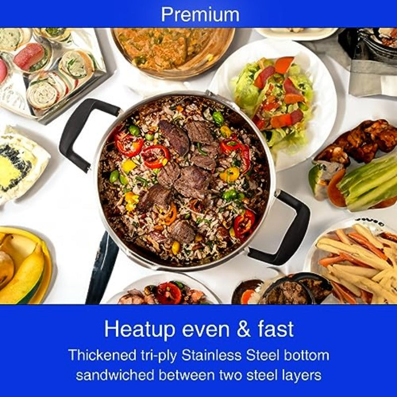 Cyrder 3 Quart Stainless Steel Pasta Pot & Stock Pot with Strainer Lid - Induction Compatible Cookware, Triple-Layer Base (-Filled), Dishwasher Safe, Two Spouts & Capsule Bottom - Multipurpose for Pasta, Soup, Vegetables - Heavy