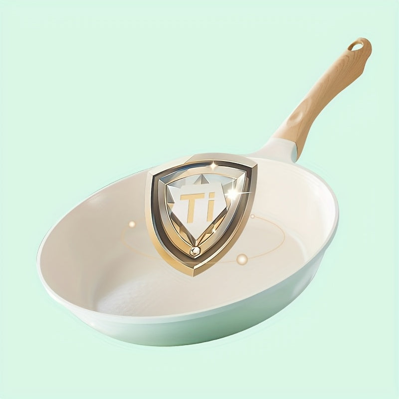 1pc 11.02inch Frying Pan | Titanium-Containing Ceramic-Coated Nonstick Skillet with Stay-Cool Handles, PFOA-Free, PTFE-Free, Induction Compatible, Compatible with All Cooktops | COOKER KING