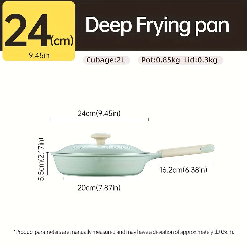 COOKER KING 1pc 5-Layer Frying Pan, Durable Ceramic-Coated Nonstick Skillet with Titanium, Free from Chemical Coatings, Safe And Non-Toxic Ceramic Both Inside And Out, Easy to Clean, Suitable for Induction And All Types of Cooktops