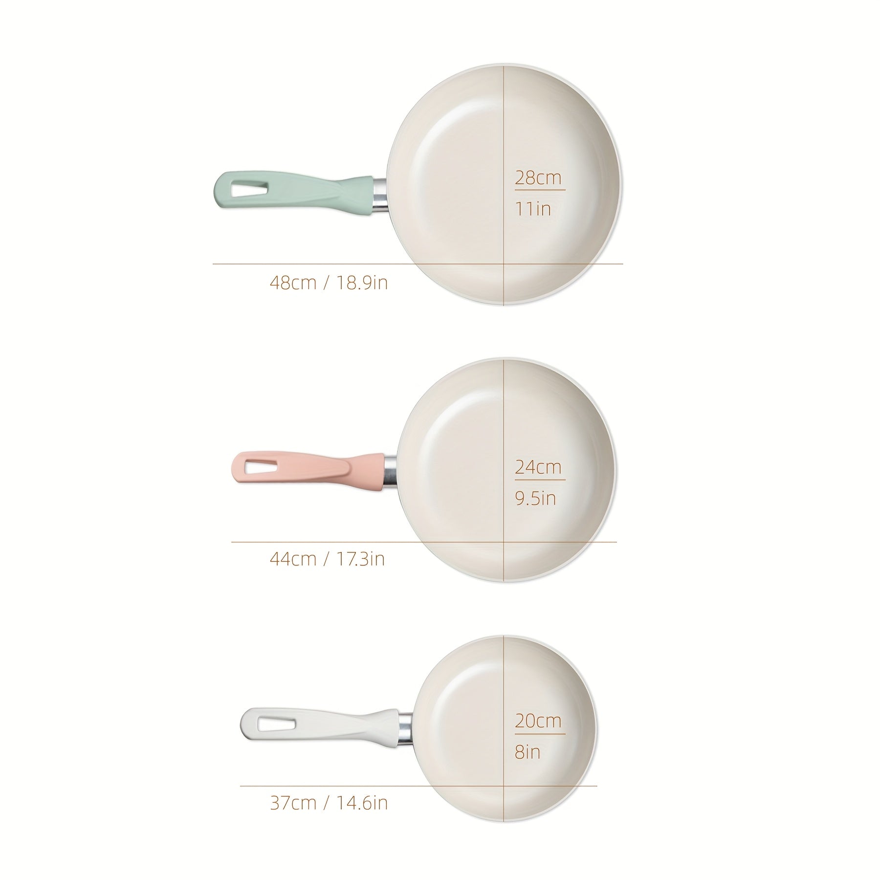 Nonstick Ceramic Coating Frying Pans Skillets Set, Non-Toxic Egg Omelette Kitchen Cooking Pans Compatible with All Stovetops (Gas, Electric & Induction), PTFE & PFOA Free