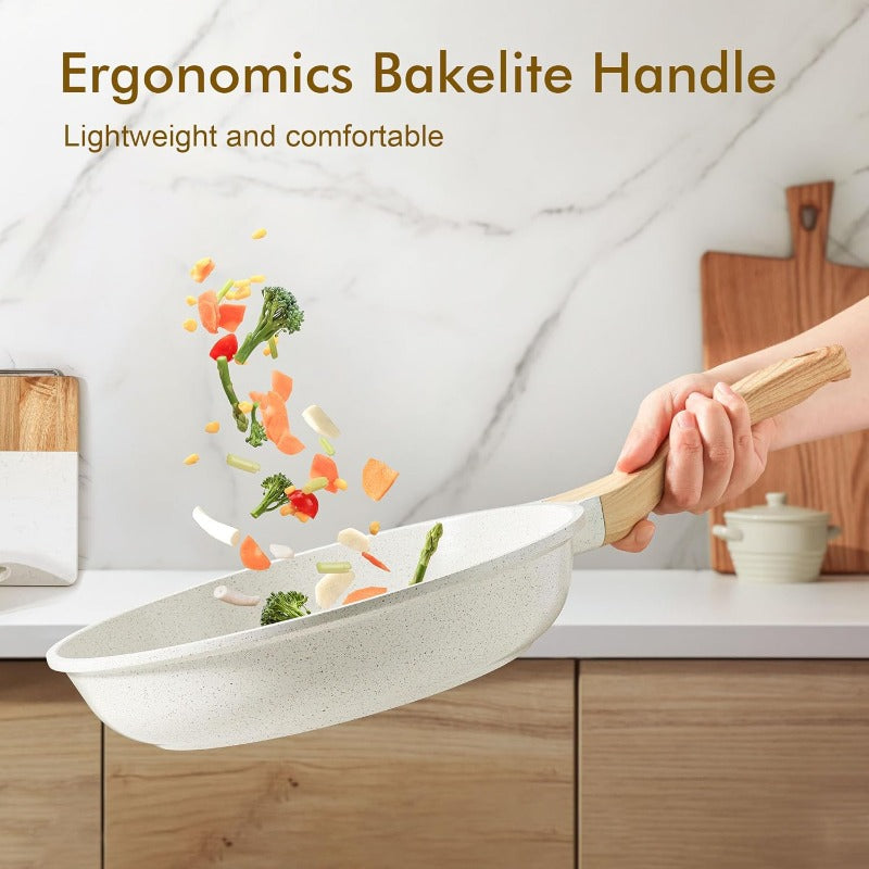 Nonstick Ceramic Frying Pan Skillet 9.5 Inch Omelet Pan | Healthy Non Toxic Chef Pan Induction Compatible Egg Pan with Heat Resistant Handle, PFAS-Free, Hand Wash Only