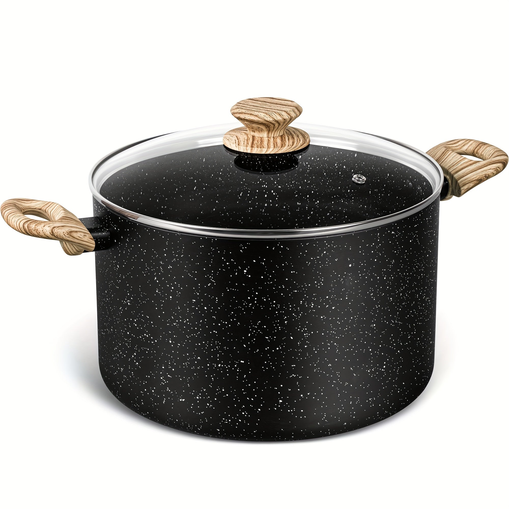 Stock Pot with Lid, Granite Soup Pot with Lid, Induction Pot with Stay-cool Handle, Nonstick Soup Pot with Lid