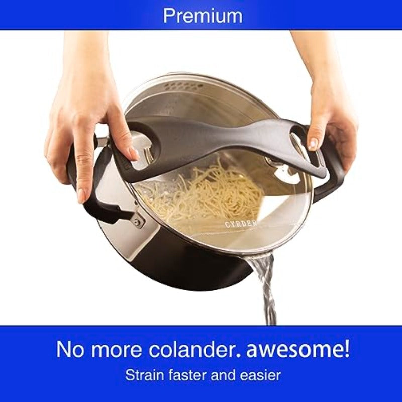 Cyrder 3 Quart Stainless Steel Pasta Pot & Stock Pot with Strainer Lid - Induction Compatible Cookware, Triple-Layer Base (-Filled), Dishwasher Safe, Two Spouts & Capsule Bottom - Multipurpose for Pasta, Soup, Vegetables - Heavy