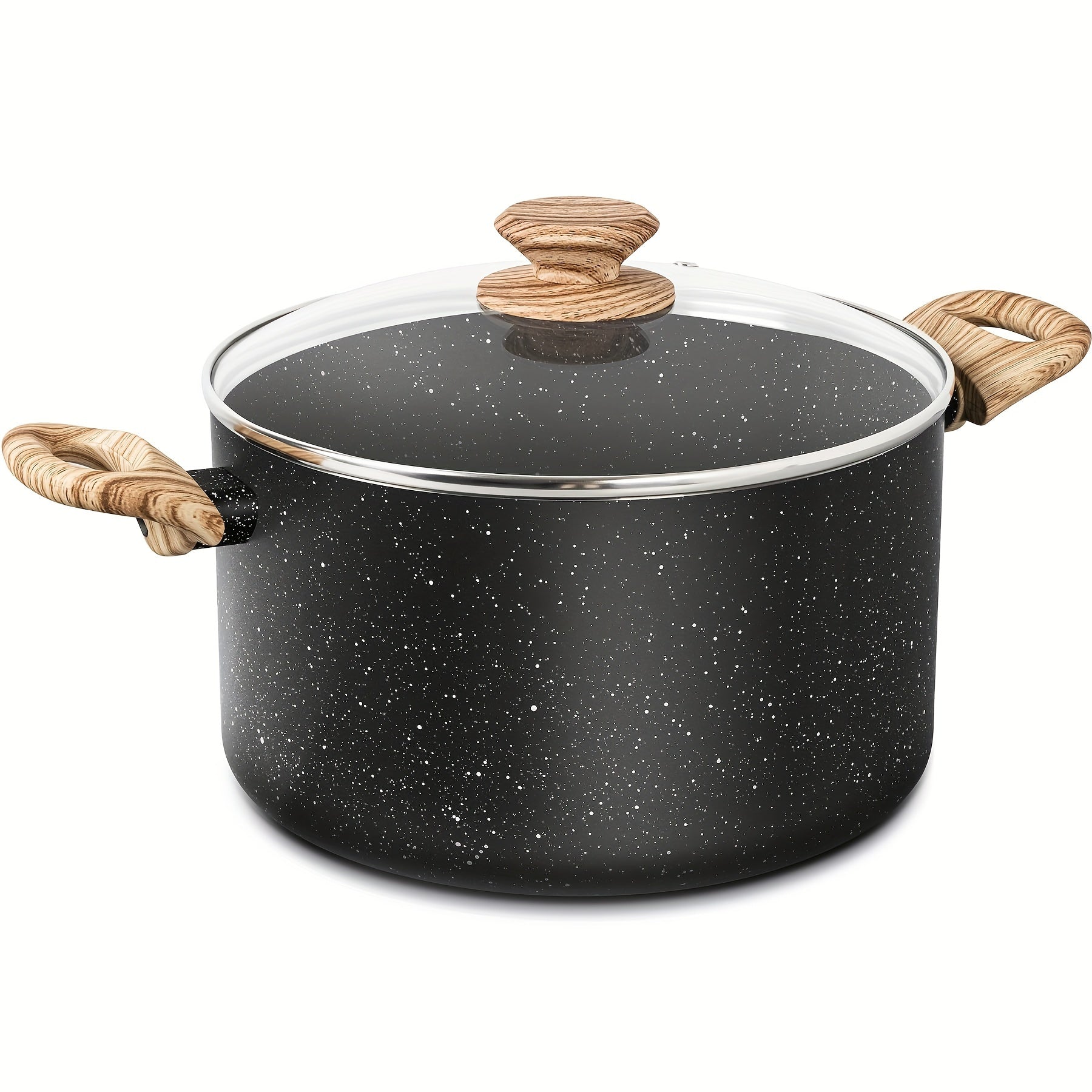 Stock Pot with Lid, Granite Soup Pot with Lid, Induction Pot with Stay-cool Handle, Nonstick Soup Pot with Lid