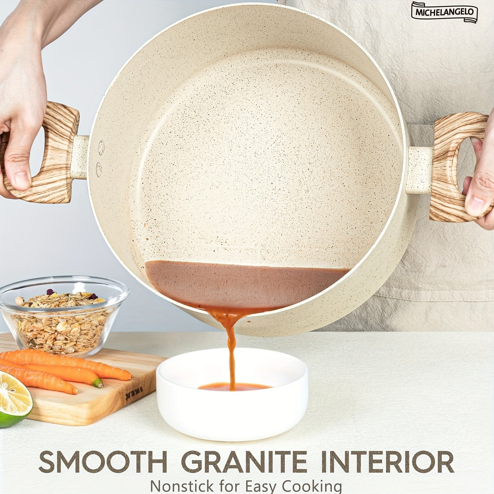 Stock Pot with Lid, Granite Soup Pot with Lid, Induction Pot with Stay-cool Handle, Nonstick Soup Pot with Lid