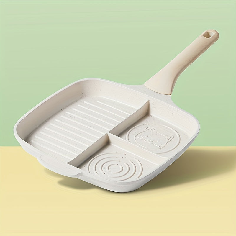 COOKER KING Square Frying Pan COOKER KING 3-in-1 Nonstick Square Frying Pan | Multi-Purpose Divided Cooking Surface, PFOA Free & Induction Ready for All Stovetops - Ceramic Outer Wall Design, 1pc