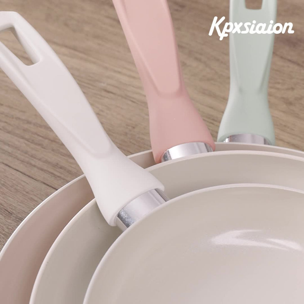 Nonstick Ceramic Coating Frying Pans Skillets Set, Non-Toxic Egg Omelette Kitchen Cooking Pans Compatible with All Stovetops (Gas, Electric & Induction), PTFE & PFOA Free