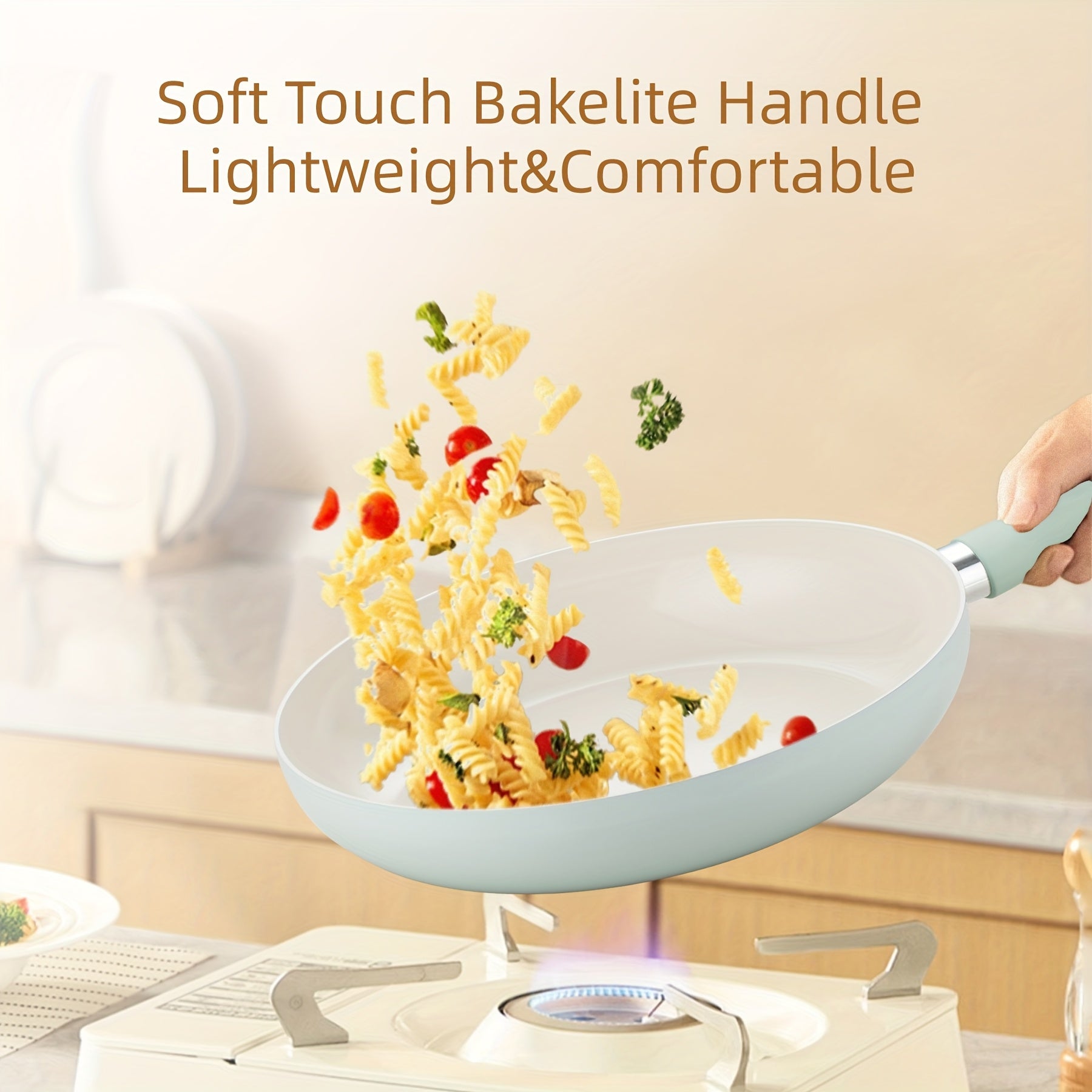 Nonstick Ceramic Coating Frying Pans Skillets Set, Non-Toxic Egg Omelette Kitchen Cooking Pans Compatible with All Stovetops (Gas, Electric & Induction), PTFE & PFOA Free