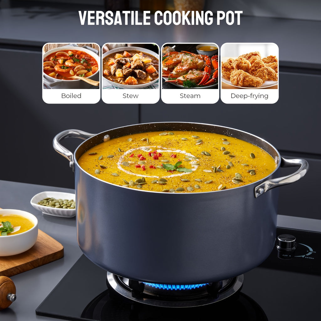 10 Quart Stock Pot with Lid, Spacious Non-Stick Cooking Pot, Induction-Compatible for Soup, Broth, Chili, Stew, Suitable for All Stoves
