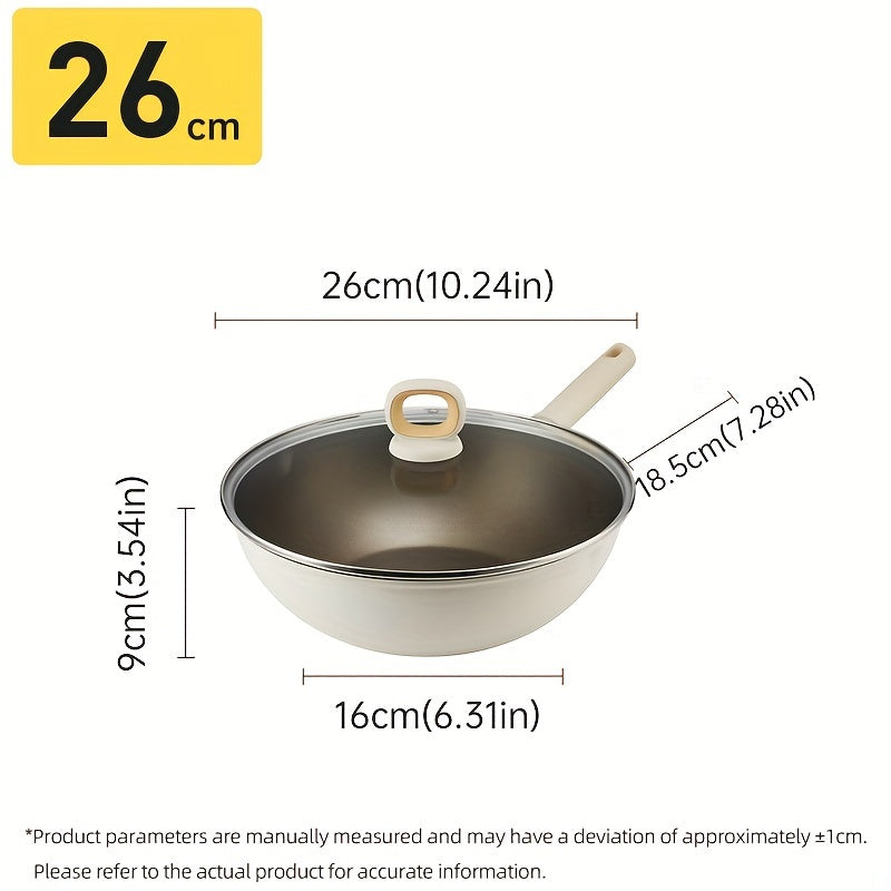 COOKER KING Titanium-Coated Non-Stick Wok with Lid - PFOA Free, Induction Ready, Compatible with All Cooktops