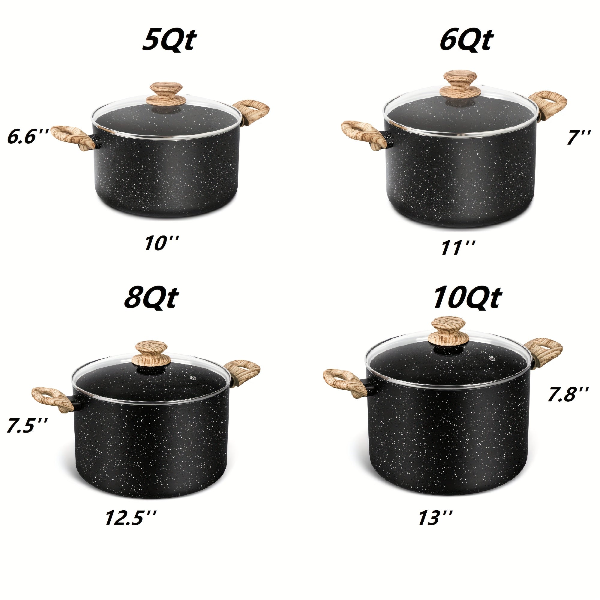 Stock Pot with Lid, Granite Soup Pot with Lid, Induction Pot with Stay-cool Handle, Nonstick Soup Pot with Lid