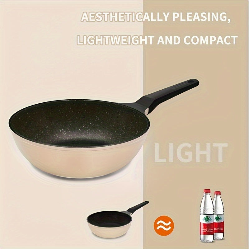 PFOA-Free Induction Wok COOKER KING 9.45-inch Non-Stick Frying Pan, 1pc Wok Pan with Glass Lid, PFOA-Free, Heat-Resistant Handle, Induction Compatible, Works on All Cooktops, Kitchen Accessory, Christmas Gift