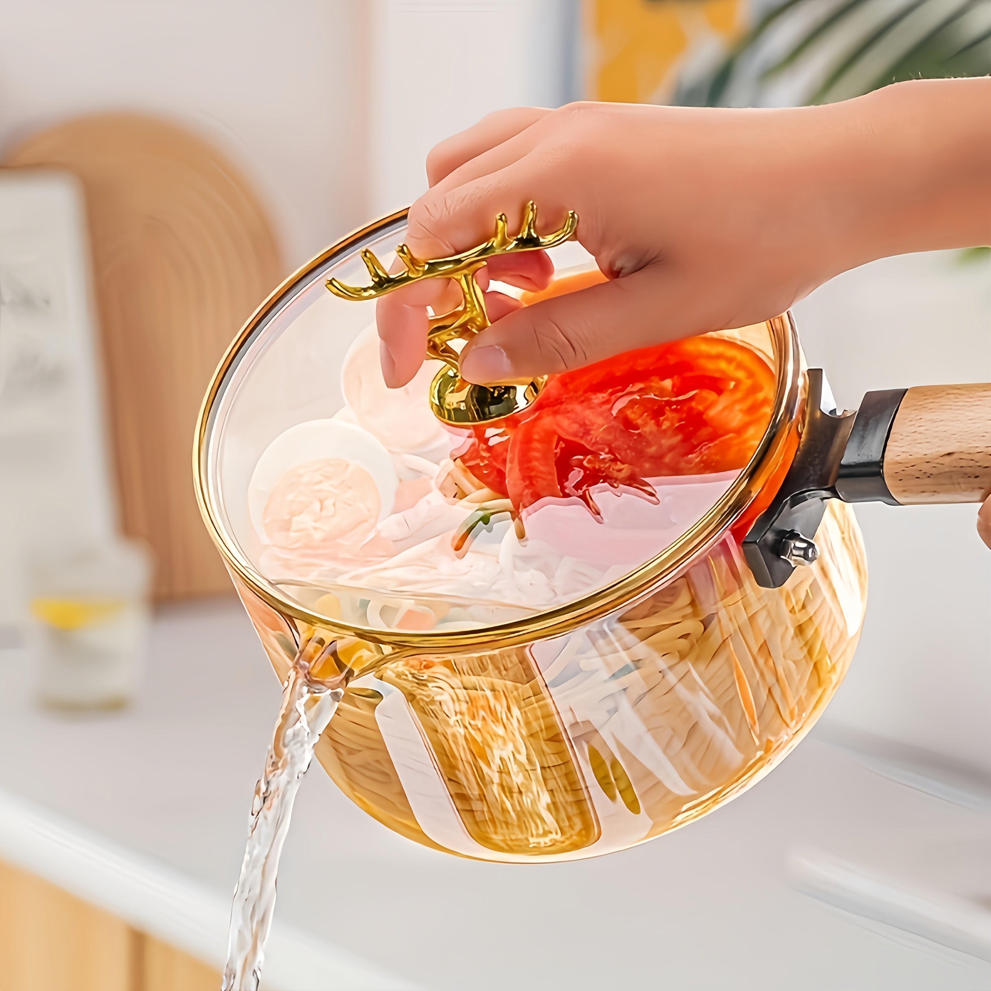 Visual Glass Pot, Stew Pot, Electric Ceramic Stove, Heated Instant Noodle Bowl, Soup Pot, Household Transparent High-temperature Resistant Milk Pot