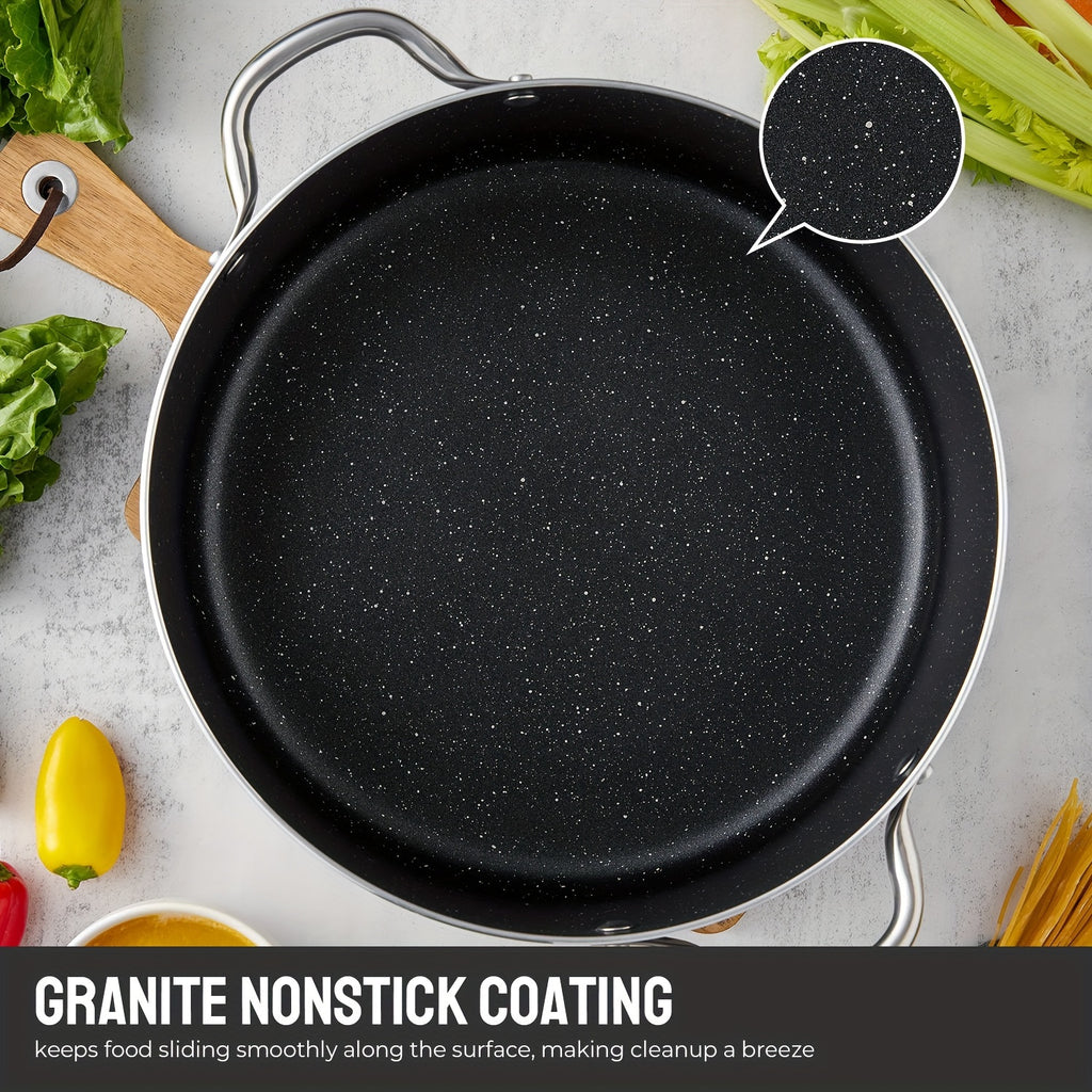 10 Quart Stock Pot with Lid, Spacious Non-Stick Cooking Pot, Induction-Compatible for Soup, Broth, Chili, Stew, Suitable for All Stoves