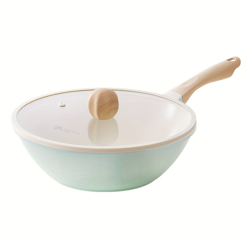 Ceramic Inside & Outside 1pc Titanium-Containing Ceramic-Coated Nonstick Wok | 28cm with Lid, Stay-Cool Handles, PFOA-Free, PTFE-Free, Easy to Clean, Induction & All Cooktops Compatible