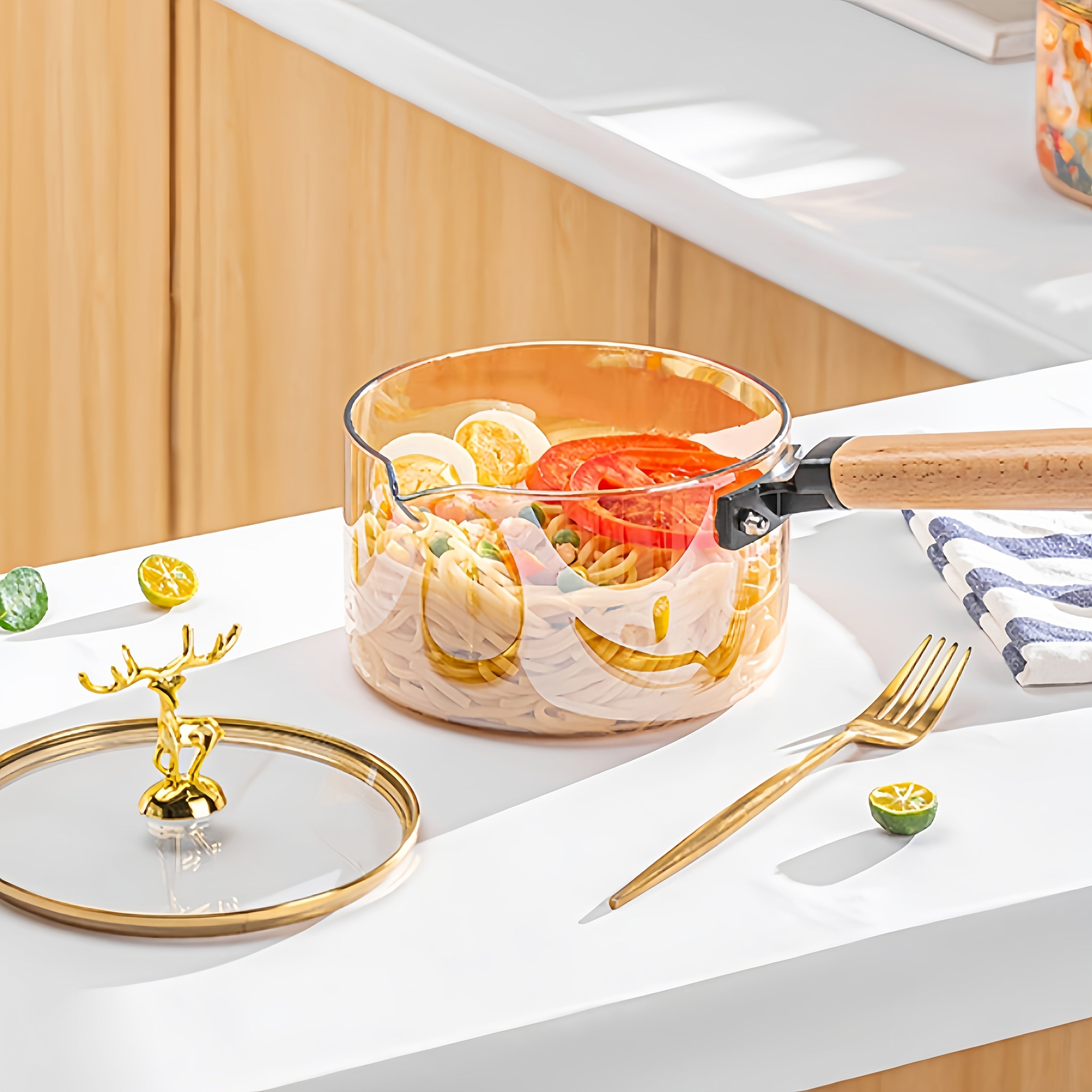 Visual Glass Pot, Stew Pot, Electric Ceramic Stove, Heated Instant Noodle Bowl, Soup Pot, Household Transparent High-temperature Resistant Milk Pot