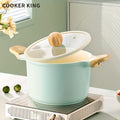 COOKER KING 1pc 1.19gal Stockpot with Lid, Featuring a Titanium-Infused Ceramic Nonstick Coating, Suitable for Soups And Various Cooking Needs, Equipped with a Glass Lid And Cool-Touch Handles, Free from PFOA And PTFE, Induction Compatible