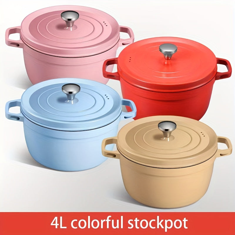 1pc 1.06gal Non-Stick Soup Pot | 24cm\u002F9in Thickened Multi-functional Household Pot, Easy to Clean, Suitable for Gas Stove and Induction Cooker