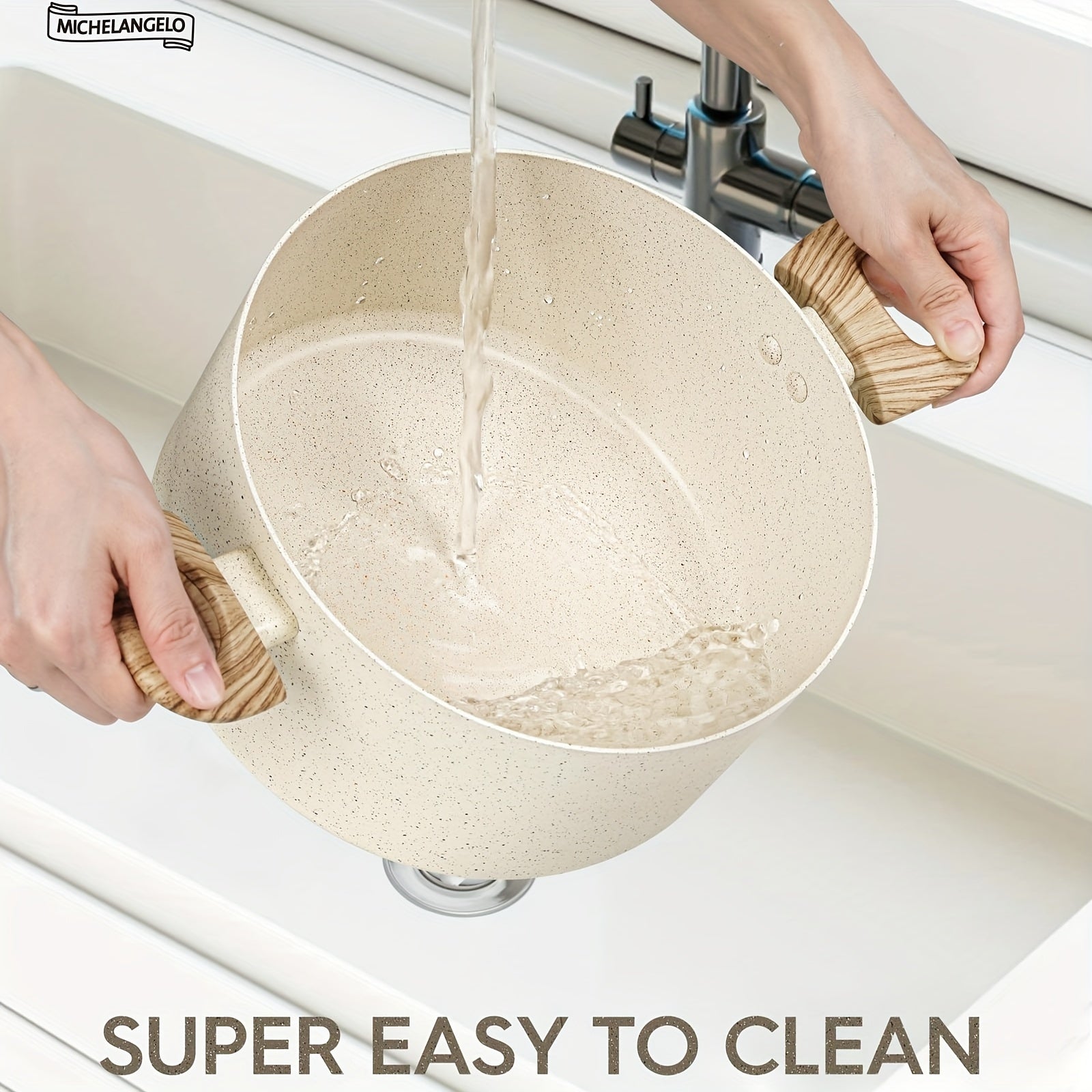 Stock Pot with Lid, Granite Soup Pot with Lid, Induction Pot with Stay-cool Handle, Nonstick Soup Pot with Lid