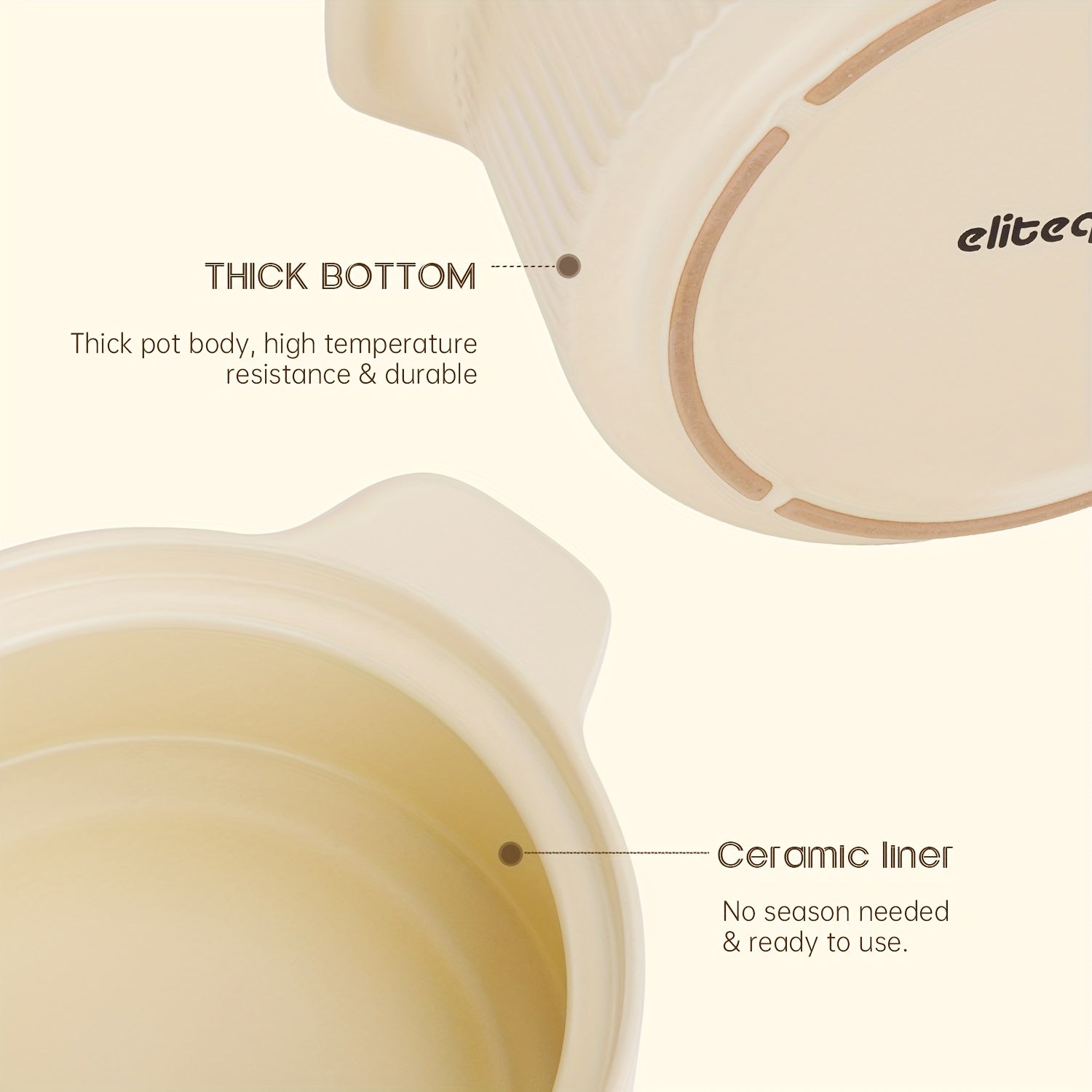 Ceramic Cooking Pot, Stew Pot - High-Temperature Resistant, Non-Stick, Easy to Clean, Making Toast- Ideal for Stews, Soups & Porridge, Suitable for Gas Stoves And Ovens, Family Gathering