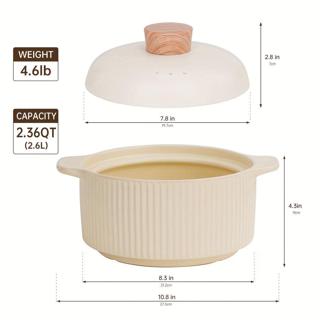 Ceramic Cooking Pot, Stew Pot - High-Temperature Resistant, Non-Stick, Easy to Clean, Making Toast- Ideal for Stews, Soups & Porridge, Suitable for Gas Stoves And Ovens, Family Gathering