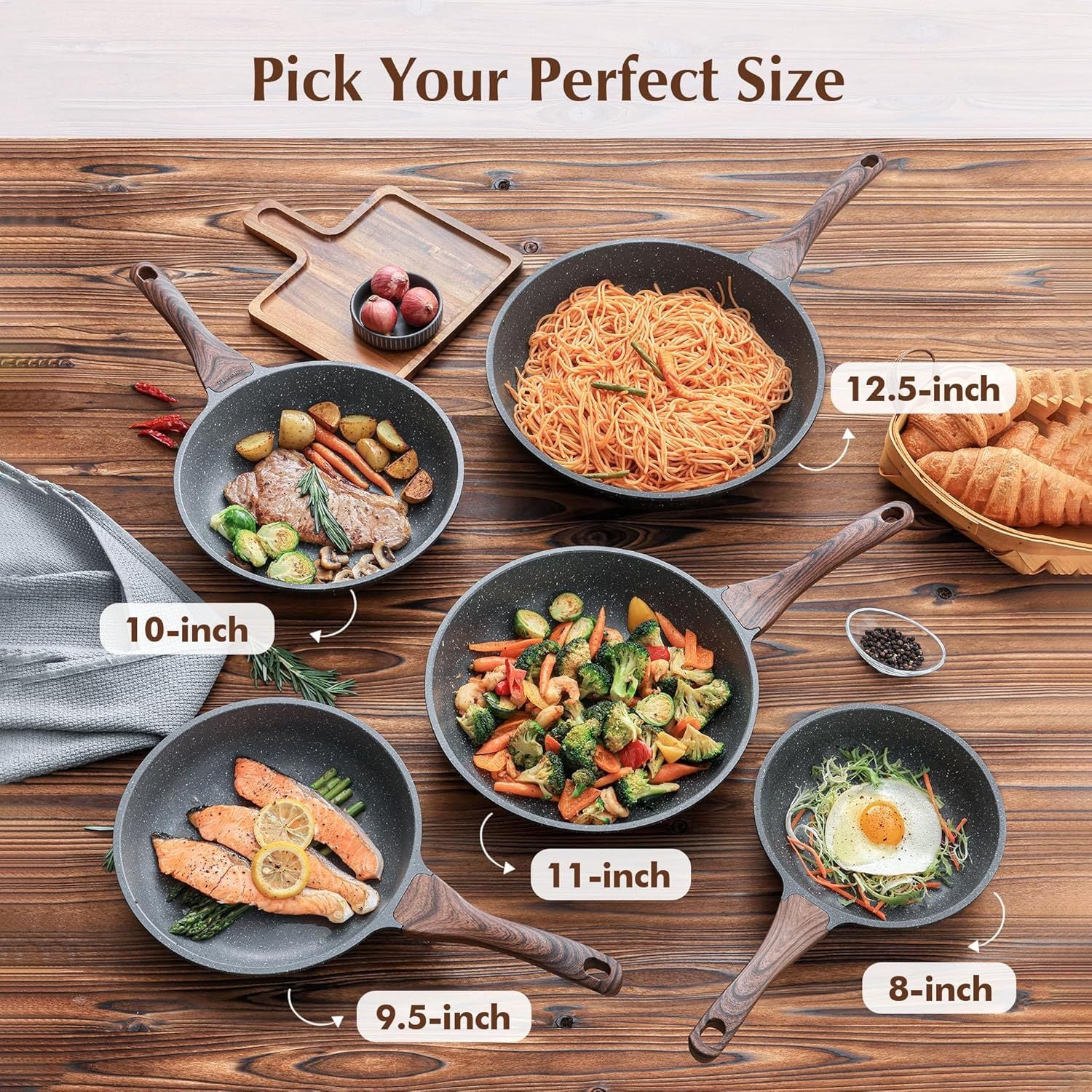 Premium Nonstick Frying Pan with Lid – 8 Inch Deep Skillet for Omelets, Eggs & Daily Cooking, Durable Chef's Pan for Kitchen Use, Easy Clean & PFOA Free