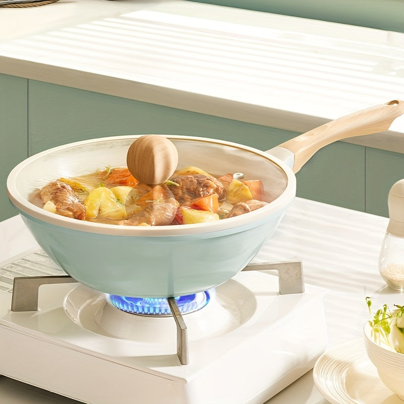 Ceramic Inside & Outside 1pc Titanium-Containing Ceramic-Coated Nonstick Wok | 28cm with Lid, Stay-Cool Handles, PFOA-Free, PTFE-Free, Easy to Clean, Induction & All Cooktops Compatible