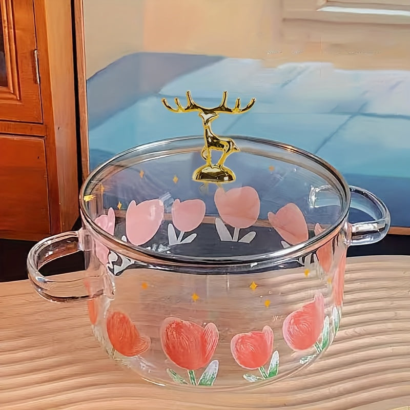 1.8L\u002F60oz Glass Cooktop Pan with Lid - Pink Heart-Shaped Suitable for Pasta, Soup, Milk | Stovetop Heat-Resistant Glass Pot, Capacity Cookware for Boiling, Simmering, Frying