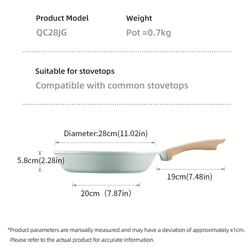 1pc 11.02inch Frying Pan | Titanium-Containing Ceramic-Coated Nonstick Skillet with Stay-Cool Handles, PFOA-Free, PTFE-Free, Induction Compatible, Compatible with All Cooktops | COOKER KING