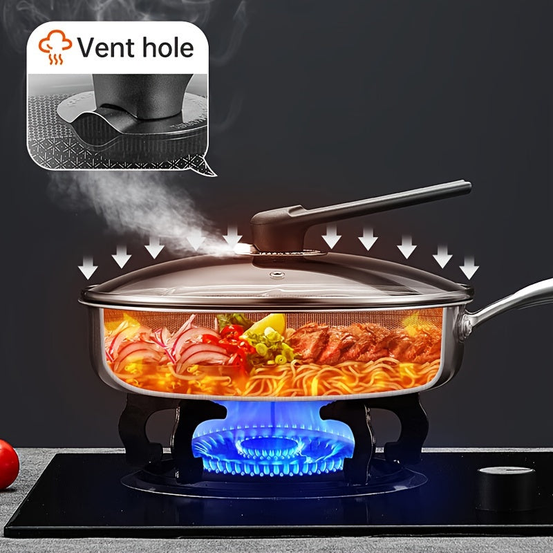 COOKER KING 1pc of Non-Stick 304 Stainless Steel Frying Pan, Rust-Resistant, And of Premium Quality. Honeycomb Non-Stick Frying Pan with a Lid That Can Stand And a Cool-Touch Stainless Steel Handle