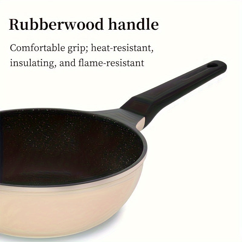 PFOA-Free Induction Wok COOKER KING 9.45-inch Non-Stick Frying Pan, 1pc Wok Pan with Glass Lid, PFOA-Free, Heat-Resistant Handle, Induction Compatible, Works on All Cooktops, Kitchen Accessory, Christmas Gift