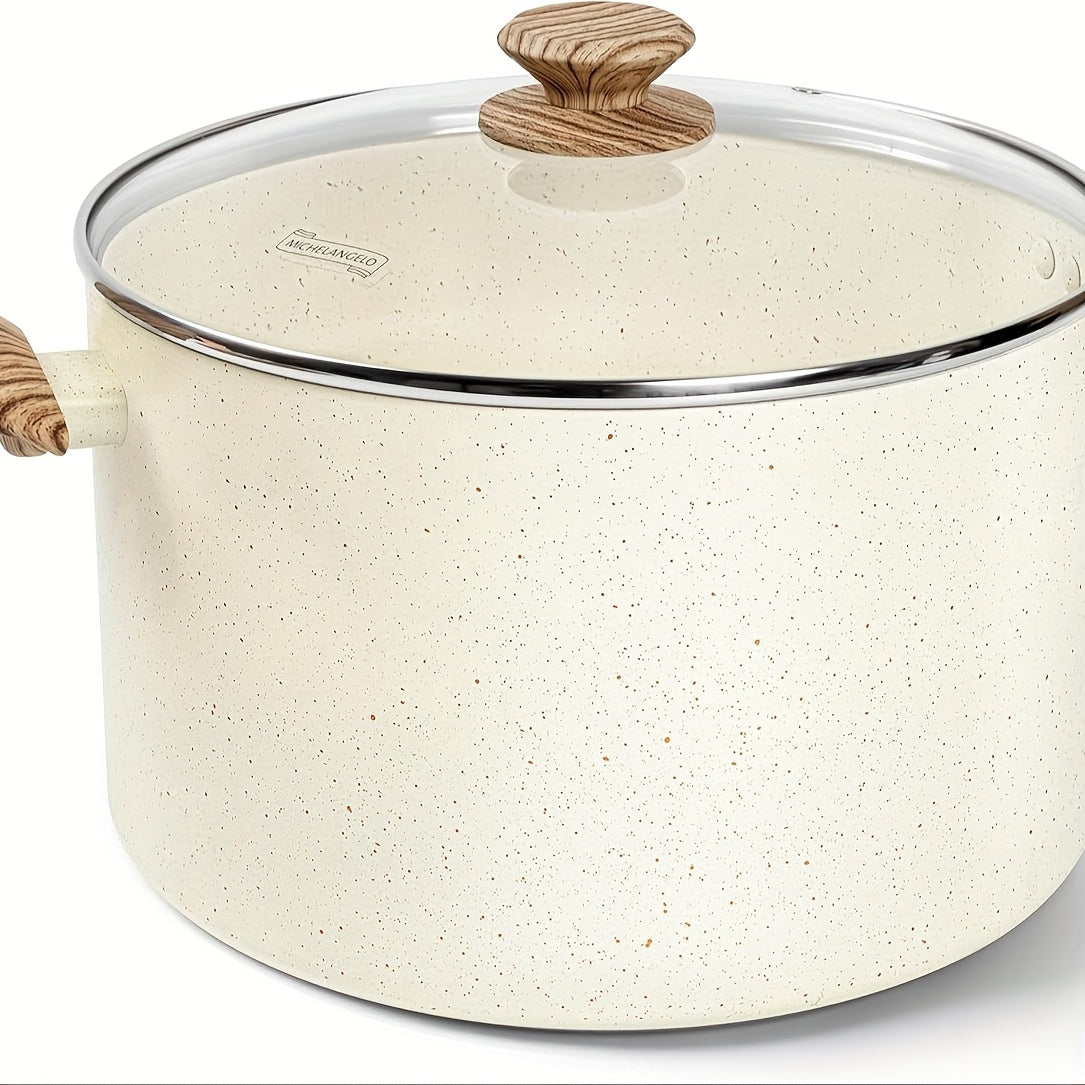 Stock Pot with Lid, Granite Soup Pot with Lid, Induction Pot with Stay-cool Handle, Nonstick Soup Pot with Lid