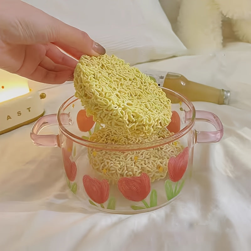 1.8L\u002F60oz Glass Cooktop Pan with Lid - Pink Heart-Shaped Suitable for Pasta, Soup, Milk | Stovetop Heat-Resistant Glass Pot, Capacity Cookware for Boiling, Simmering, Frying