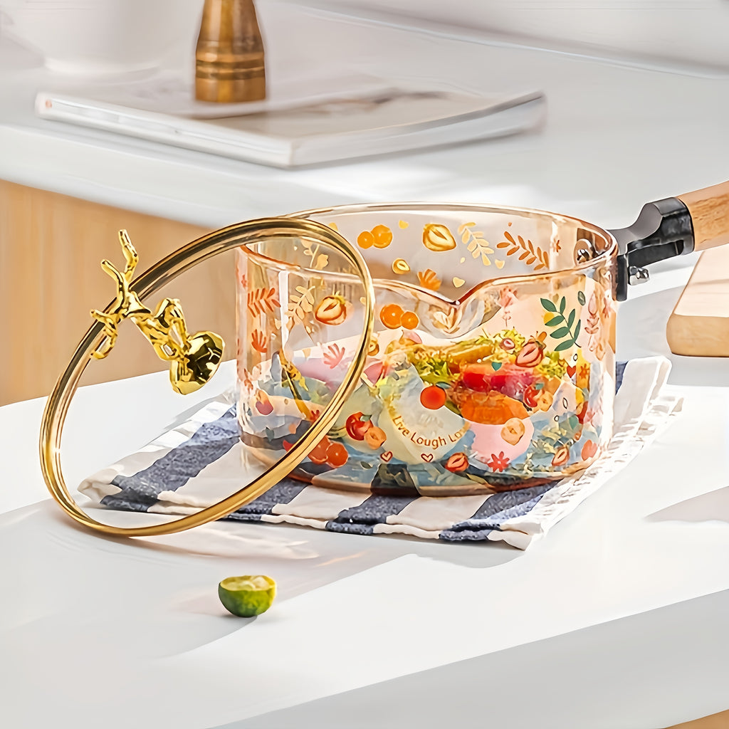 Visual Glass Pot, Stew Pot, Electric Ceramic Stove, Heated Instant Noodle Bowl, Soup Pot, Household Transparent High-temperature Resistant Milk Pot