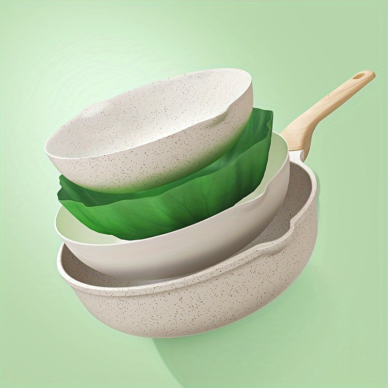 COOKER KING, 1pc Non-Stick Wok Pan, with Glass Lid, Non-Toxic, PFOA-Free, Heat-Resistant Handle, Ceramic-Coated Exterior, Five Times Wear-Resistant, Induction Ready, Compatible with All Cooktops